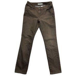 Chicos Jeans Womens 0 Brown Platinum Denim‎ Ultimate Fit Slim Leg Stretch